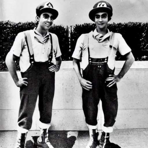 Prompt: a photograph of the mario brothers taken when they were in high school