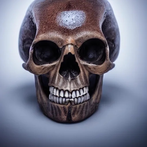 Image similar to A photo of a skull of an Alien, strange object, Alien skull, alien, professional photograph, studio lighting, highly detailed