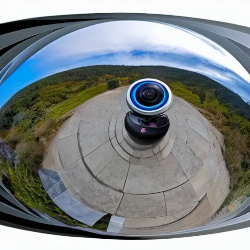 Image similar to someone really really close to 3 6 0 ° camera