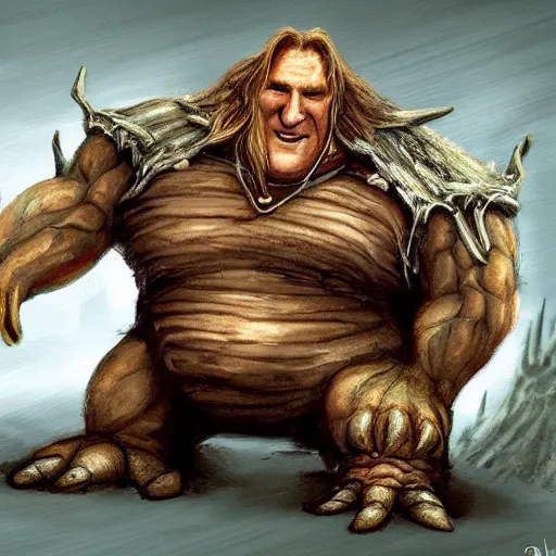 Prompt: mushroom troll fantasy concept art depardieu