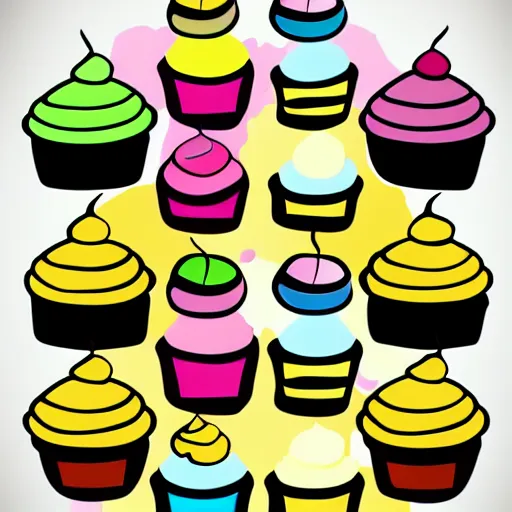 Prompt: colourful cupcake, vector style, no background