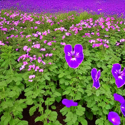 Prompt: purple panther picking petunias, award-winning photography