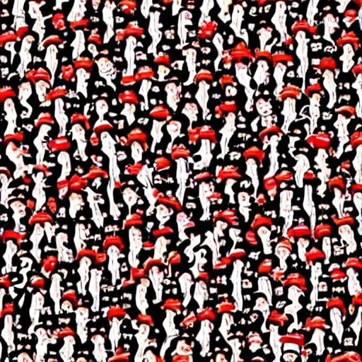 Image similar to where is waldo but everyone is waldo