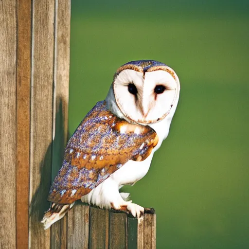 Image similar to noctilux, barn owl, cinestill,