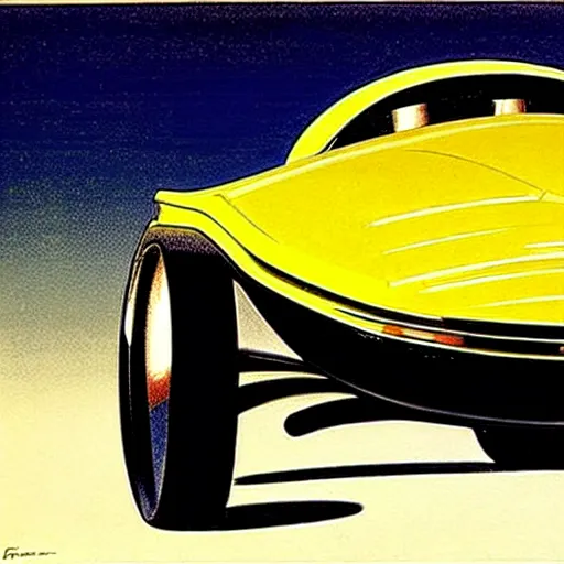 Image similar to concept art of a car with a sidecar, painted by syd mead, high quality