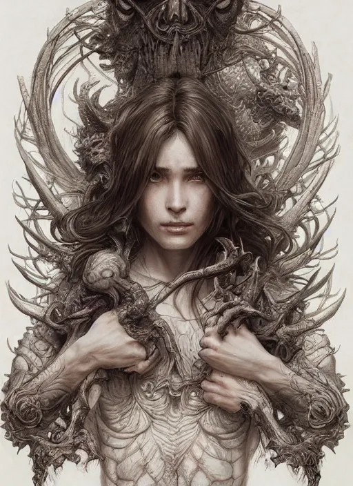 Image similar to an intricate pencil sketch of monster anatomy, ultra realistic, concept art, intricate details, eerie, highly detailed, photorealistic, octane render, 8 k, unreal engine. art by artgerm and greg rutkowski and charlie bowater and magali villeneuve and alphonse mucha