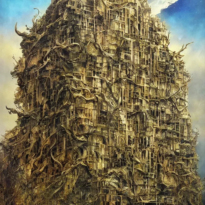 Image similar to a building in a landscape, by karol bak