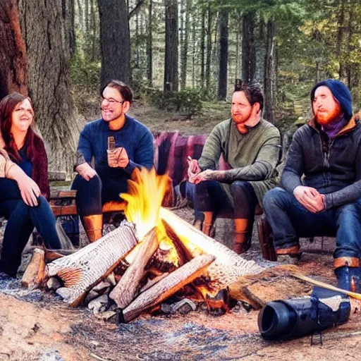 Image similar to vox machina sitting around a camp fire