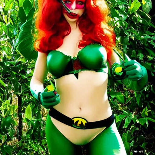 Prompt: poison ivy from batman, cosplay, photograph by Mario Testino