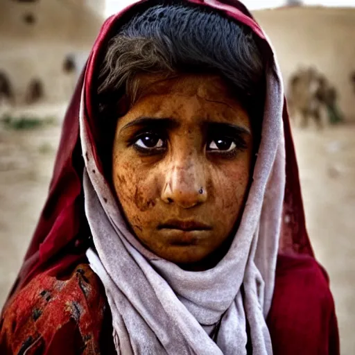 Image similar to the haunting expression, a mixture of pain and resilience, of a child thought to be around 1 2, was dubbed the afghan girl. she became a symbol of war, displacement and defiance after american photographer steve mccurry captured her image in a refugee camp in peshawar, on the afghanistan - pakistan border