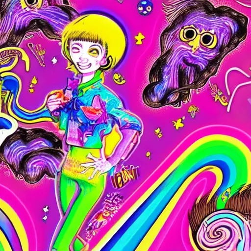 Image similar to Lisa Frank and Junji Into collaboration