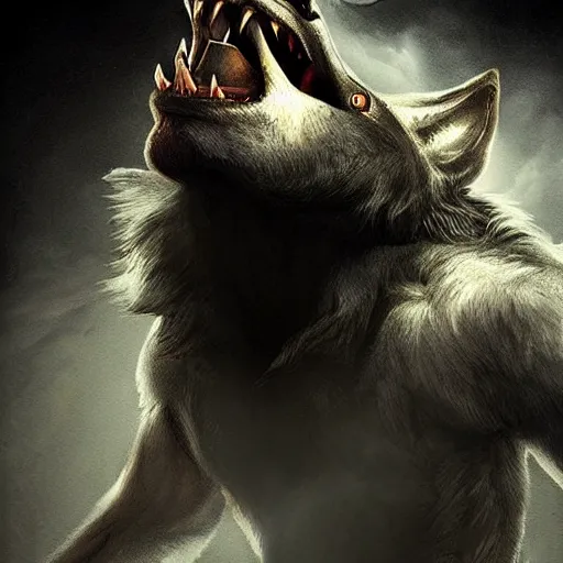 Prompt: werewolf, realistic, horror, dramatic lighting,