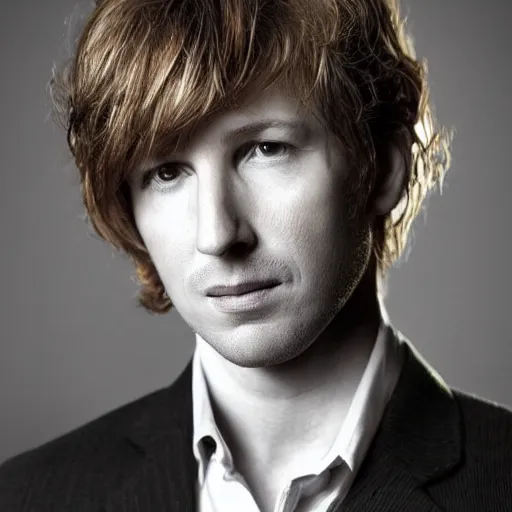 Prompt: award winning portrait of kelly reilly as a young man!!! bare ears, short!! hair and hazel!!! eyes, stubble
