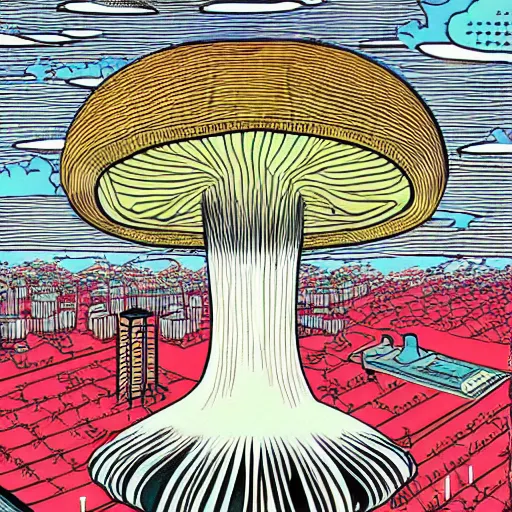 Image similar to nuclear mushroom in Tokyo by Toshio Saeki high detailed