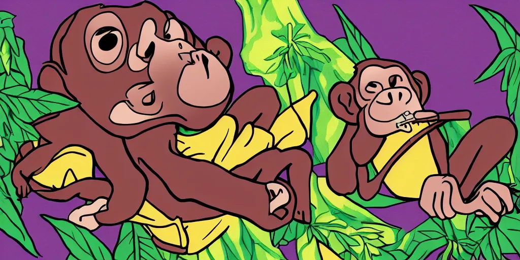 Image similar to hazy monkey boy smoked out purp skurp kush smoking snoop dogg little monkey animal