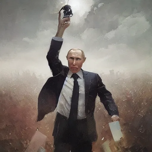 Image similar to picture the putin runs lavrov as a puppet, painting by greg rutkowski