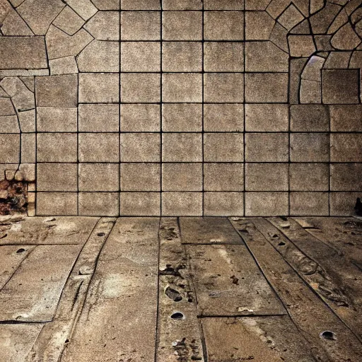 Image similar to ttop down tile texture of abandonned metal floor, ancient mecanisme, steampunk, substance painter, artstation, octane render, vray, 4 k