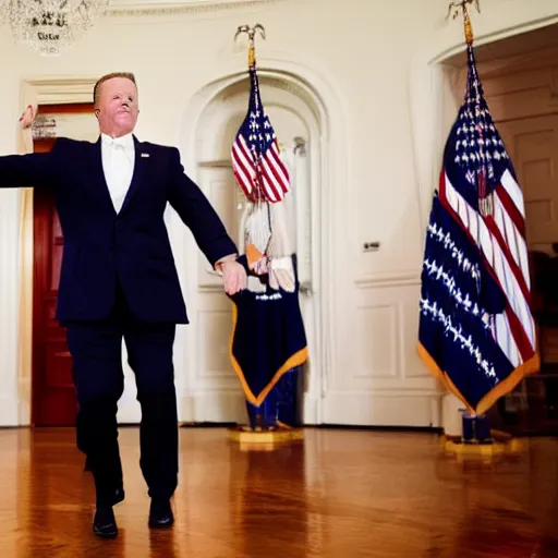 Image similar to Sean Spicer dancing his heart out. White House photo.