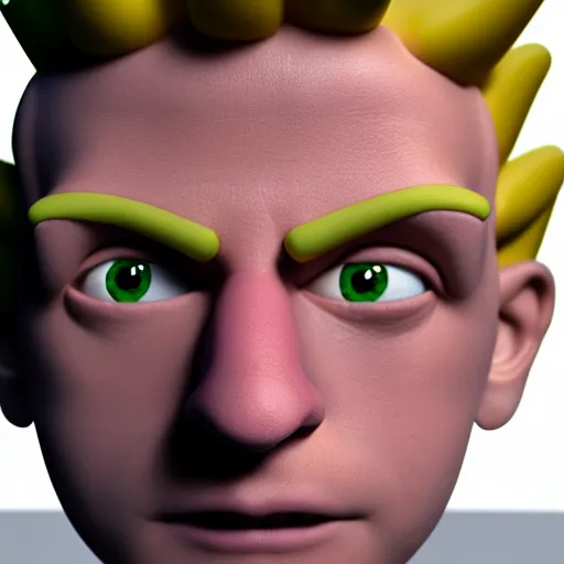 Prompt: a human merged with Bart Simpson, 8K, UE5, renderman, 3D, ultra realistic, high resolution texture