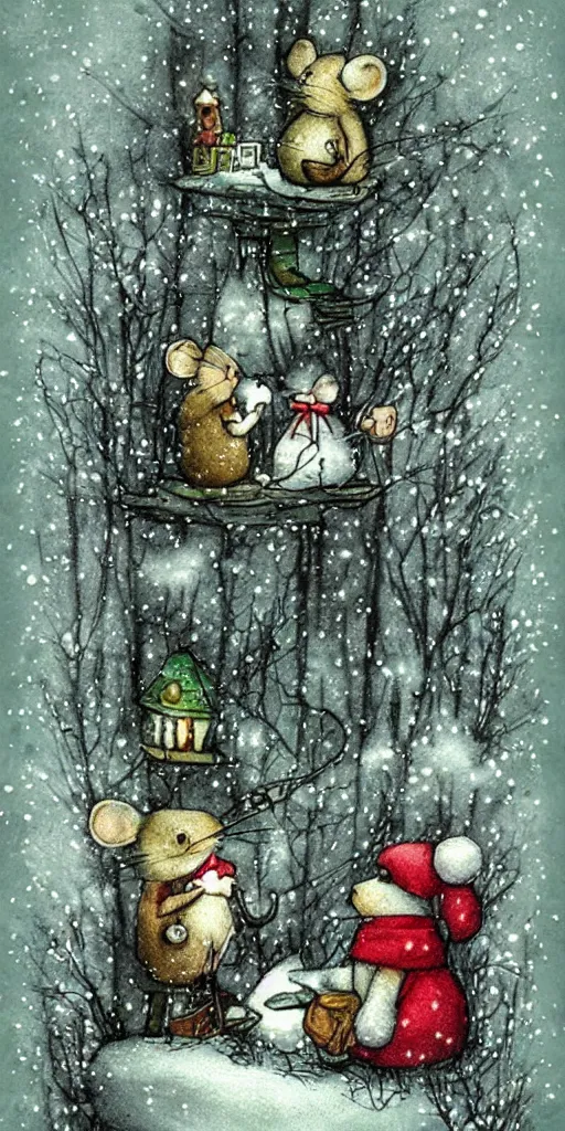 Image similar to a christmas mouse scene by alexander jansson