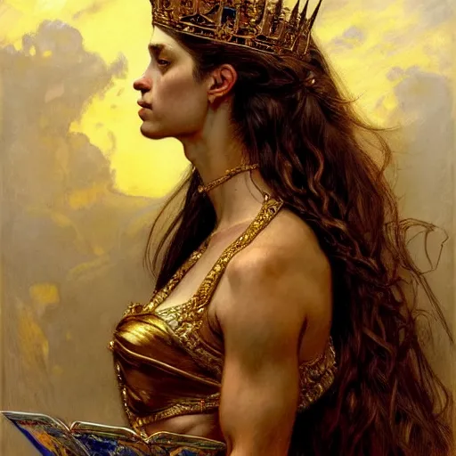 Image similar to highly detailed portrait of a majestic lioness queen in the form of a beautiful woman. d & d. art by eugene delacroix and donato giancola. trending on artstation, intricate details, energetic composition, golden ratio, concept art, illustration, elegant art, global illuminaition