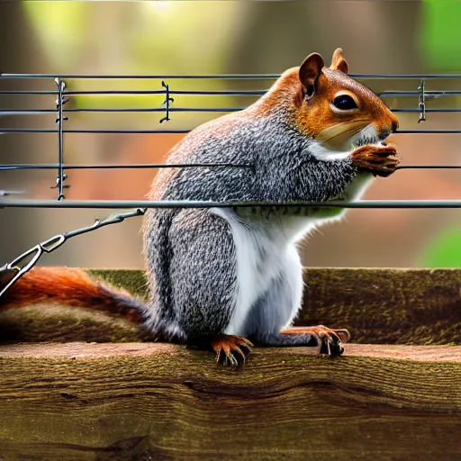 Image similar to photograph of anthropomorphic squirrel fencing, realistic, ultraHD