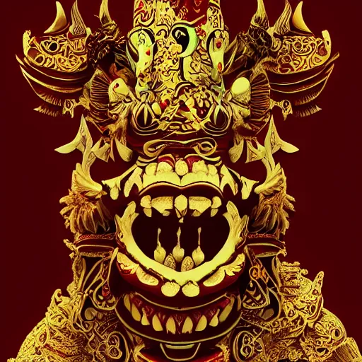 Image similar to barong bali, illustration, digital art, trending artstation