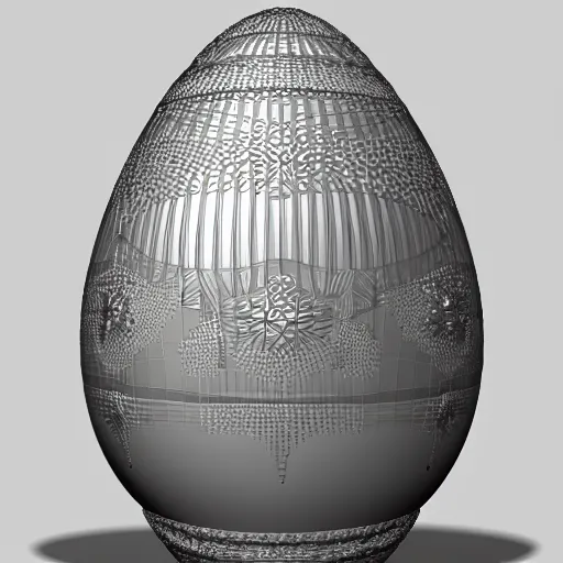 Image similar to faberge egg, 3D render, white background