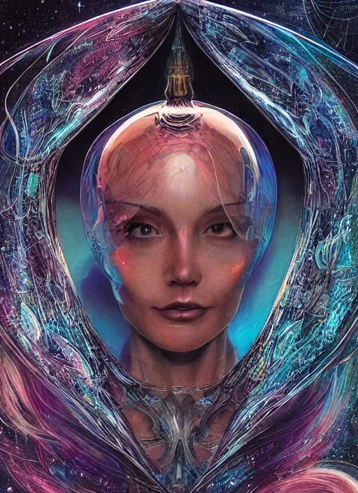 Image similar to wizard in a hooded cloak gazing into a crystal ball, high details, intricately detailed, by vincent di fate, artgerm julie bell beeple, inking, screen print