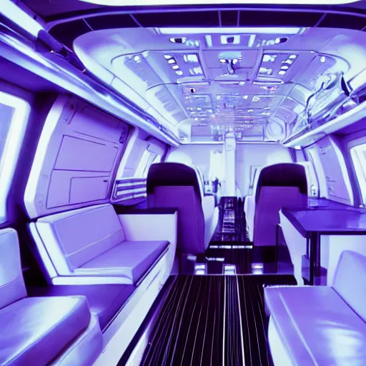 Image similar to Friends aboard a spaceship, sleek white metal interior with neon lights