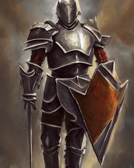 Prompt: beautiful painting of a tall, strong fantasy knight, wearing plate armor, evil lord
