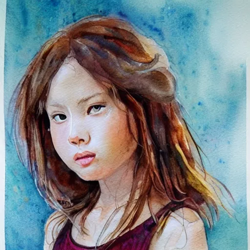 Prompt: watercolor art on paper, leo girl portrait, highly detailed, artstation, masterpiece, award - winning