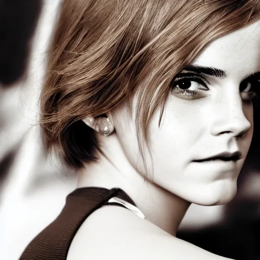 Prompt: Emma Watson modeling for Gucci, (EOS 5DS R, ISO100, f/8, 1/125, 84mm, postprocessed, crisp face, facial features)