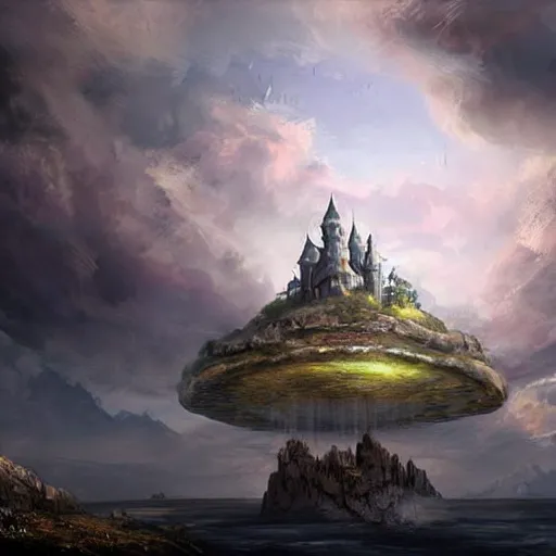 Image similar to a floating castle in the sky, clouds background, island floating in the sky, epic fantasy style art, fantasy epic digital art