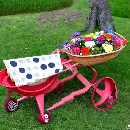 Image similar to alice in wonderland wheelbarrow