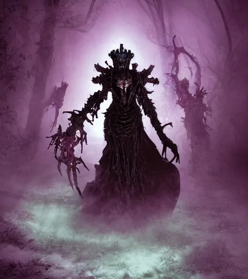 Prompt: gothic necrolord female with zombie servents, nikon photography resolution quality, liminal eerie midnight backlit, a picture taken by Michael Komarck and Daniel Ljunggren