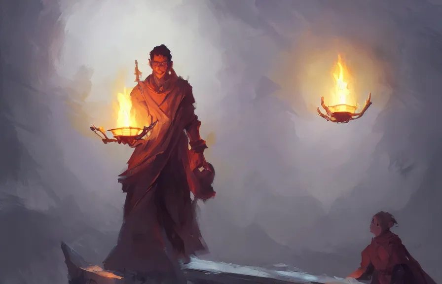 Prompt: greg manchess concept art of a the spirit flame lantern dimension, key visual, ambient lighting, highly detailed, digital painting, artstation, concept art, sharp focus, by makoto shinkai and akihiko yoshida and hidari and wlop and greg rutkowski