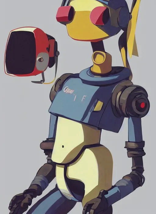 Prompt: canti, flcl, a robot holding a microphone, singing, with a crt tv crt tv crt tv head and a bomber bomber bomber jacket!!!!!!! by daniel gerhartz and satoshi kon, character concept art, trending on artstation