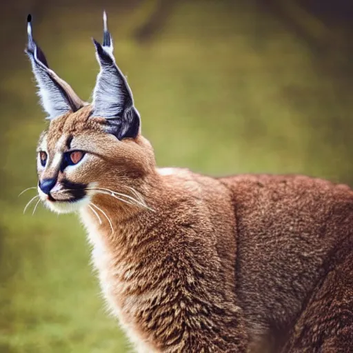 Prompt: portrait photo of cute fluffy caracal, with laurel wreath, highly detailed, high resolution, cosplay photo, bokeh soft, 1 0 0 mm, trending on instagram, by professional photographer, soldier clothing, shot with a canon, low saturation