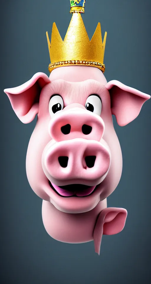 Prompt: smiling pig wearing a crown holding up a bottle of seasoing, hyper realistic, ultra detailed, cinematic, dynamic lighting, photorealistic, refined, intricate, digital art, digital painting, masterpiece, 8k