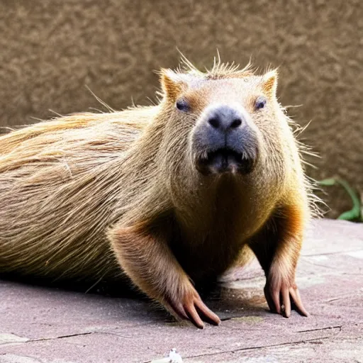 Prompt: capybara with a gun