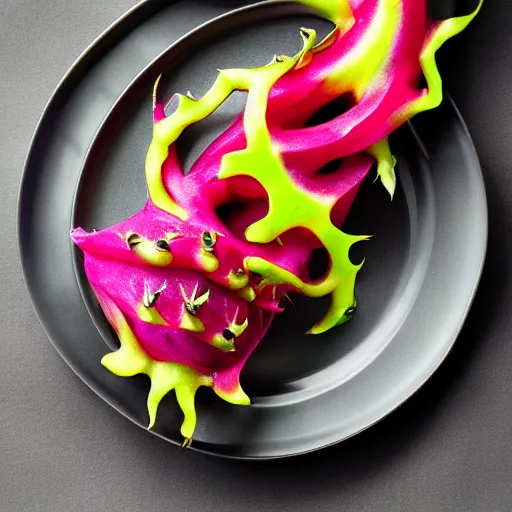 Image similar to dragon - shaped dragon fruit, food photography, award - winning