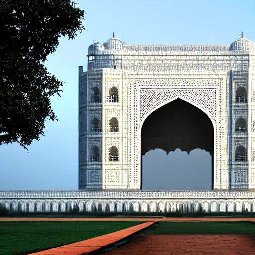 Prompt: a realistic photo of ruins of taj mahal, end of the world, octane render,