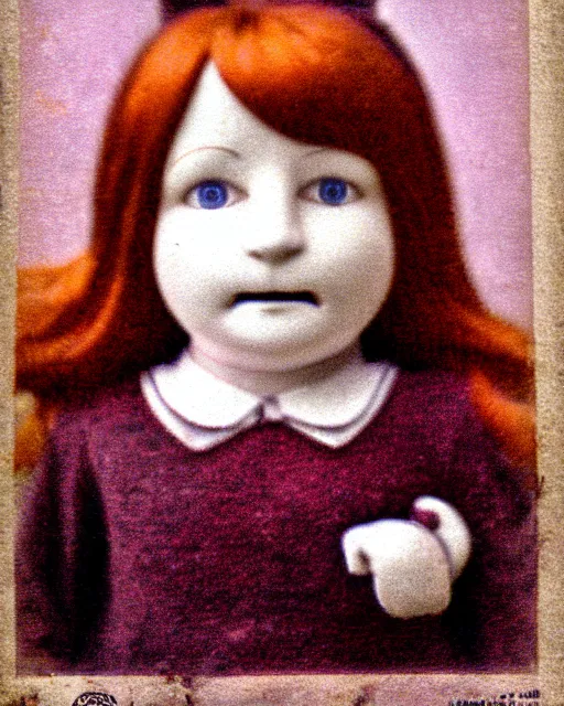 Prompt: wendy's mascot wendy thomas 1 8 9 0's photography, face in focus, realistic