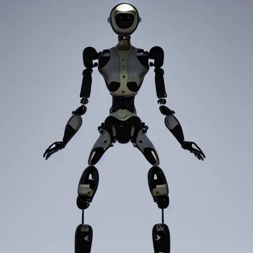 Image similar to a slim humanoid robot, octane render