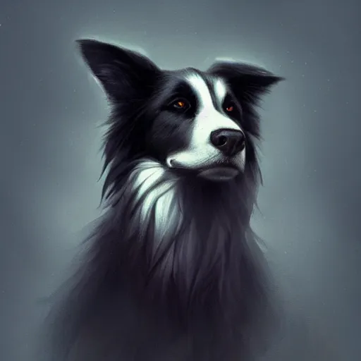 Image similar to wide angle beautiful full body portrait of a strong male anthropomorphic anthro border collie fursona, character design by charlie bowater, henry asencio, and ross tran, furry art, furaffinity, beautiful, glamor pose, detailed, aesthetic, trending on artstation