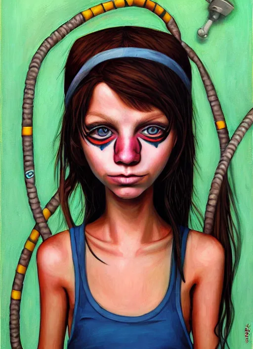 Image similar to a portrait of a pretty sewer punk young lady by aaron jasinski