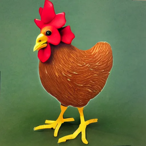 Image similar to a chicken on a lilly stick, photo realistic