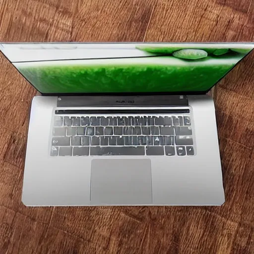 Prompt: a laptop shaped like a melon