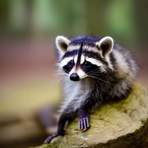 Image similar to a cute baby raccoon together with a white sneaker shoe with its laces undone, highly detailed, award winning, national geographic wildlife photo, bokeh, 5 0 mm f 1. 4, soft lighting